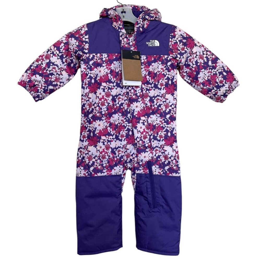 The North Face Snow Suit One Piece Purple‎ Floral Girls Infant Size 6-12 Months